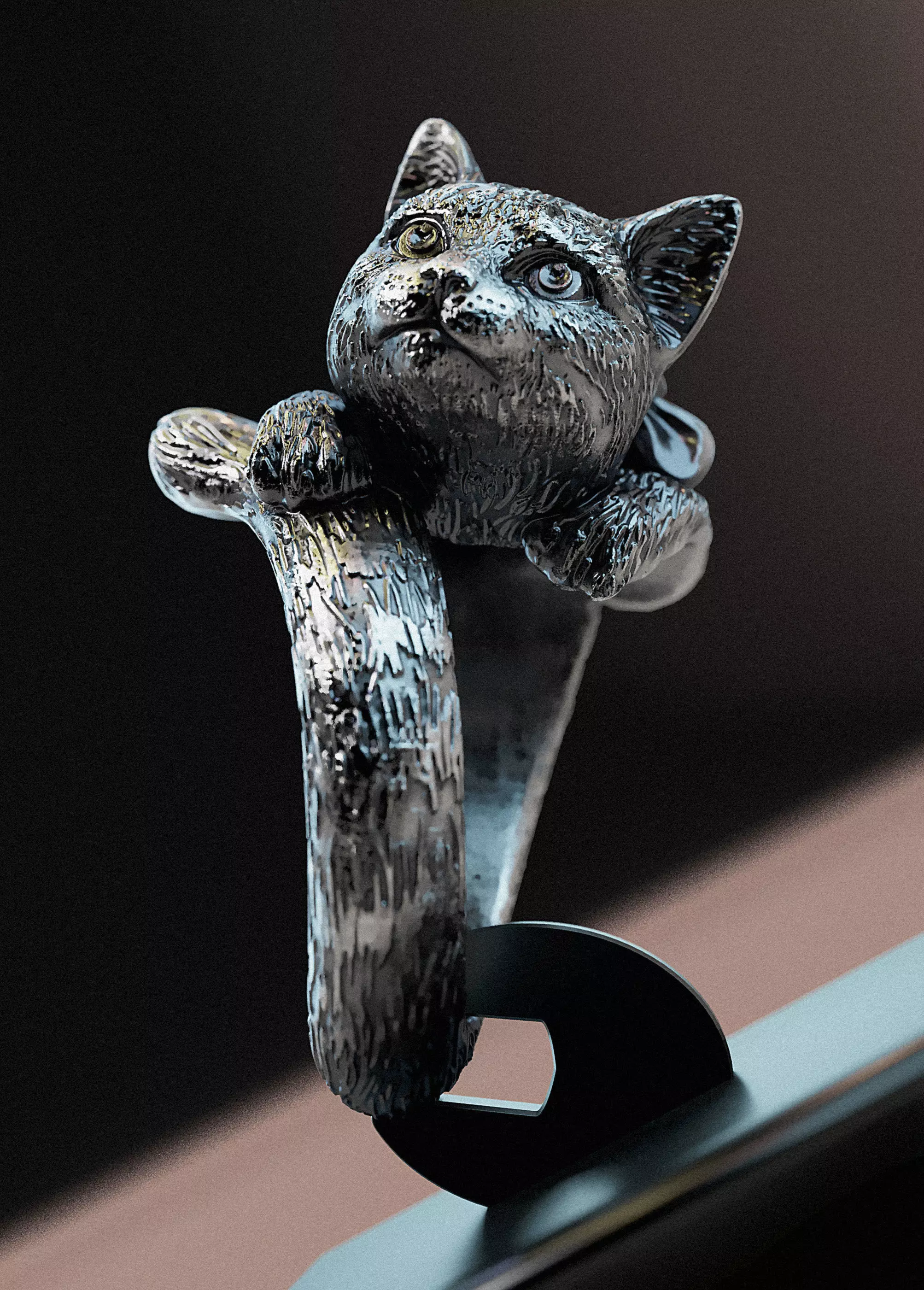 ring women-kitten 3D print model