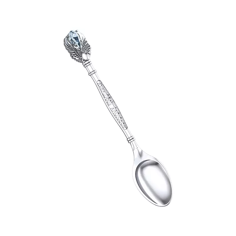 Teaspoon with wings and stone 3D print model_0