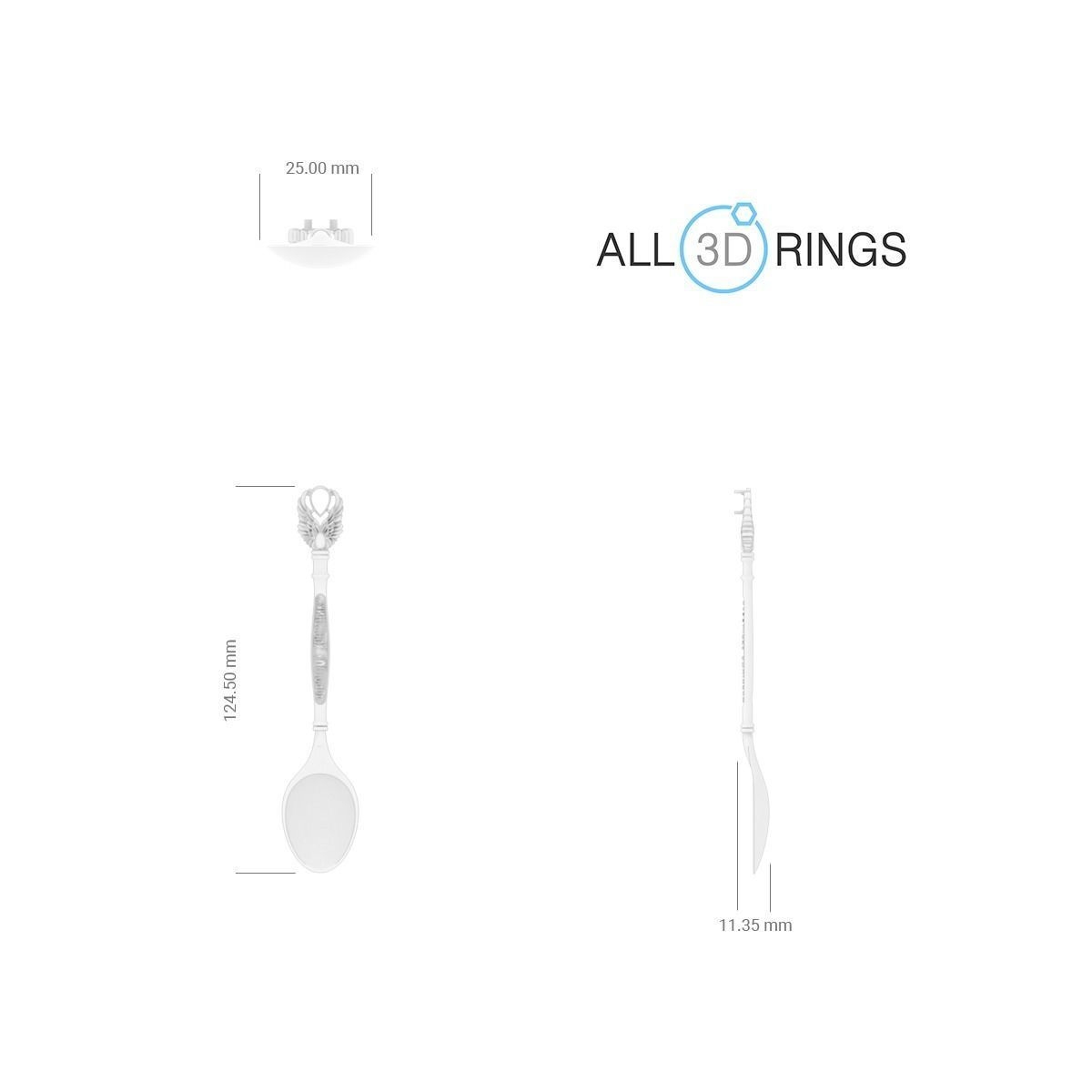 Teaspoon with wings and stone 3D print model_1