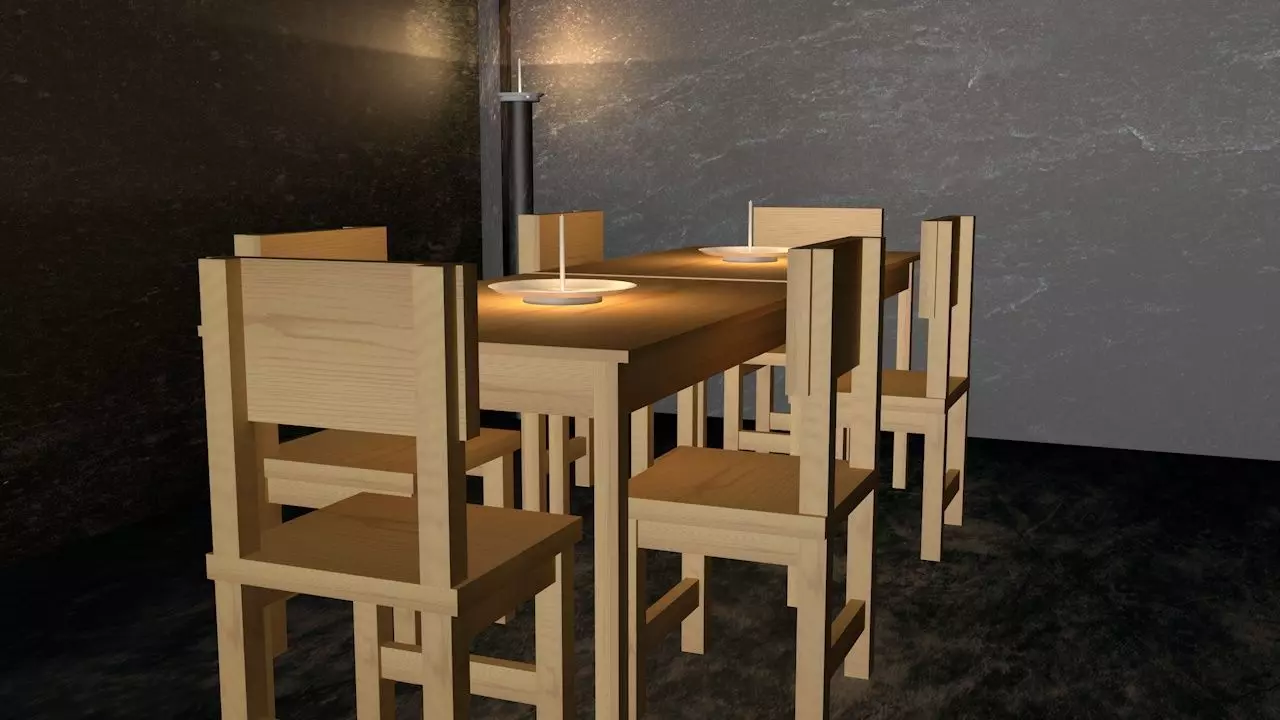 juego de mesas y silla Free low-poly 3D model