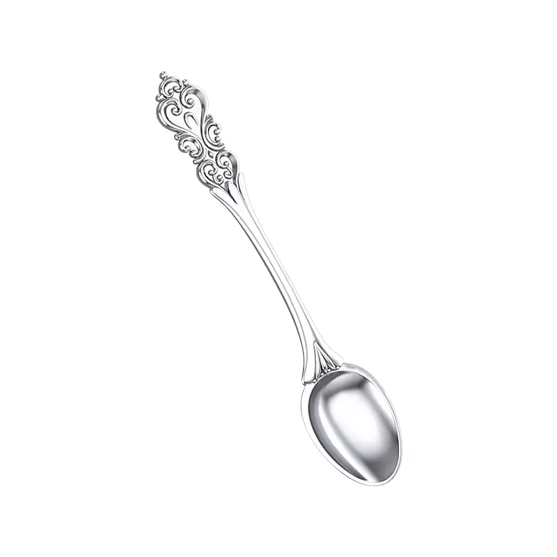 Teaspoon with floral ornament 3D print model_0