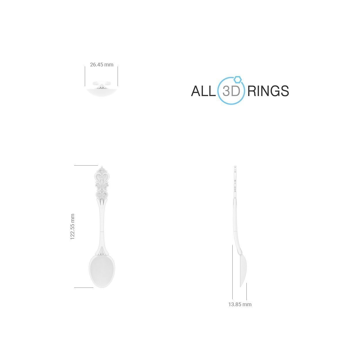 Teaspoon with floral ornament 3D print model_1