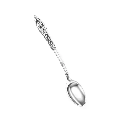Teaspoon with floral ornament and cross