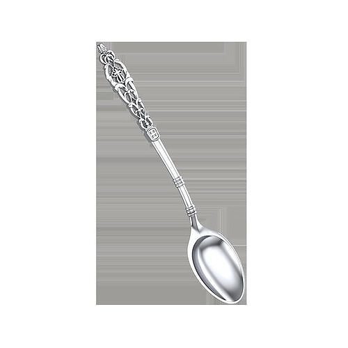 Teaspoon with floral ornament and cross 3D print model