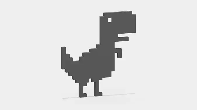 Pixel Google Chrome Dinosaur  Low-poly 3D model
