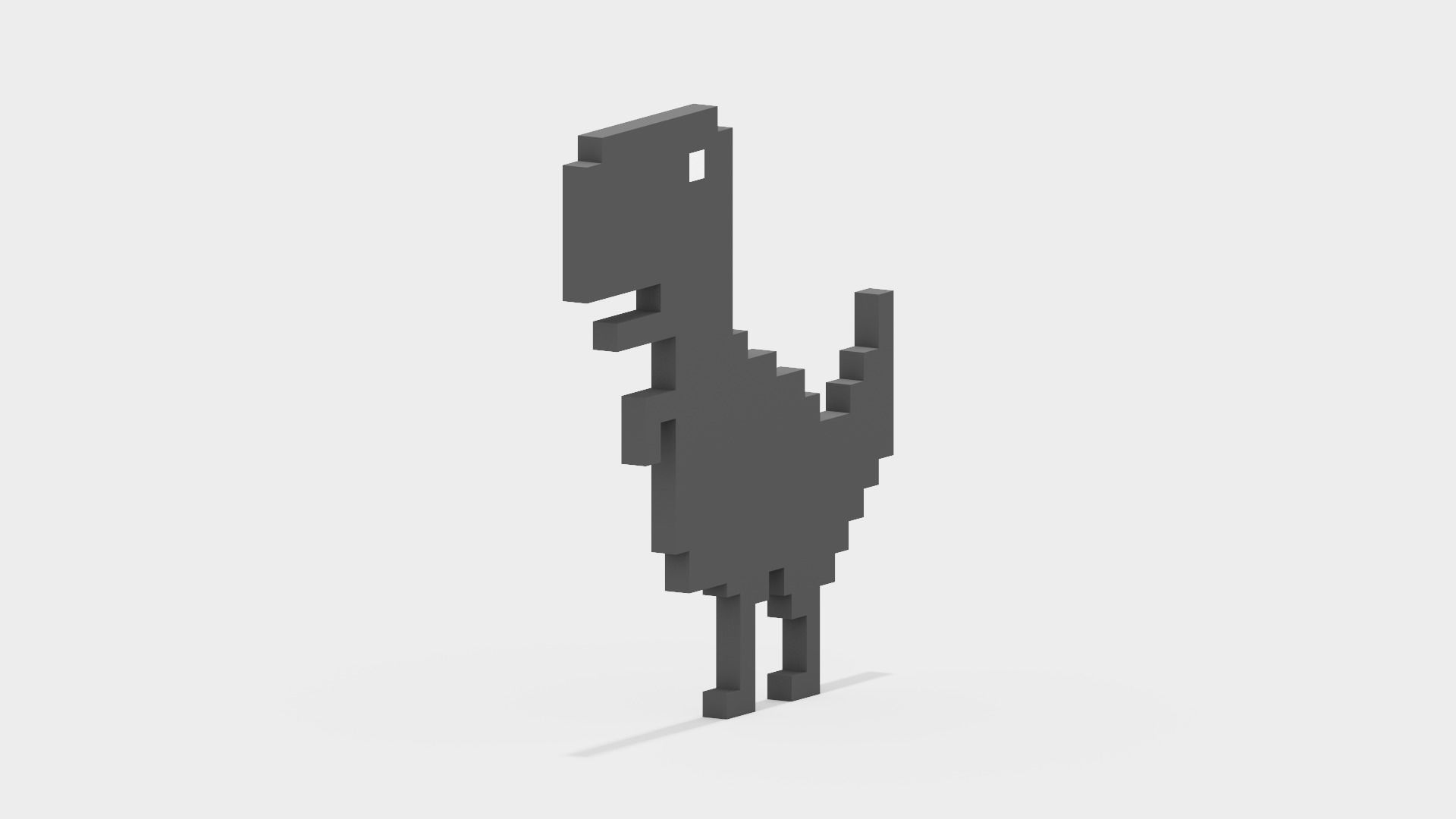 Pixel Google Chrome Dinosaur  Low-poly 3D model_8