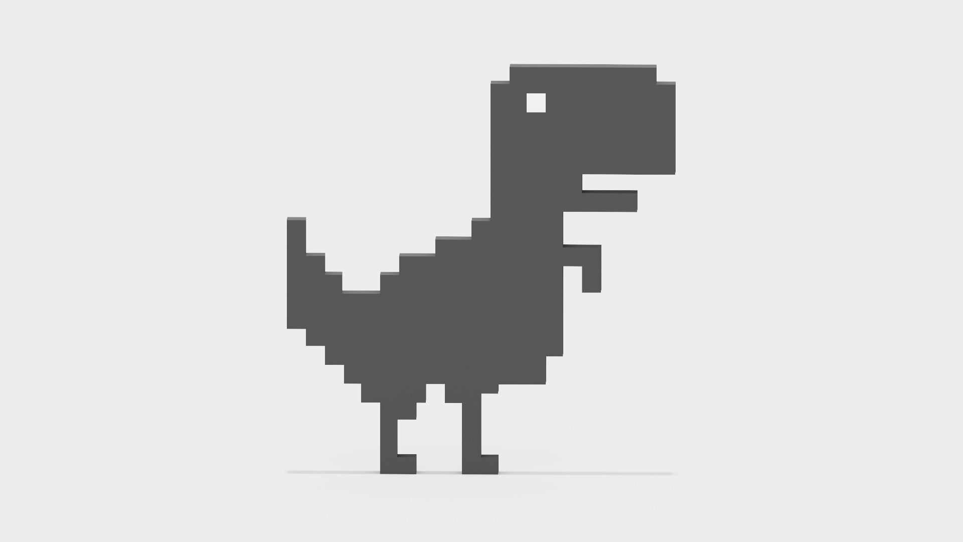 Pixel Google Chrome Dinosaur  Low-poly 3D model_1