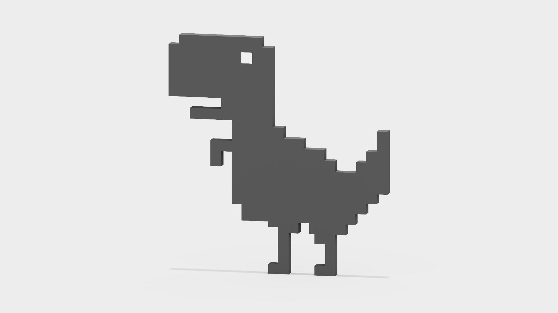Pixel Google Chrome Dinosaur  Low-poly 3D model_11