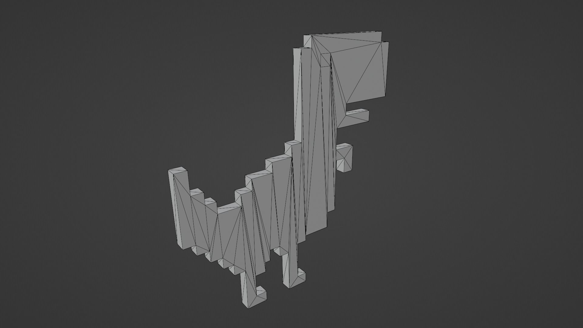 Pixel Google Chrome Dinosaur  Low-poly 3D model_6