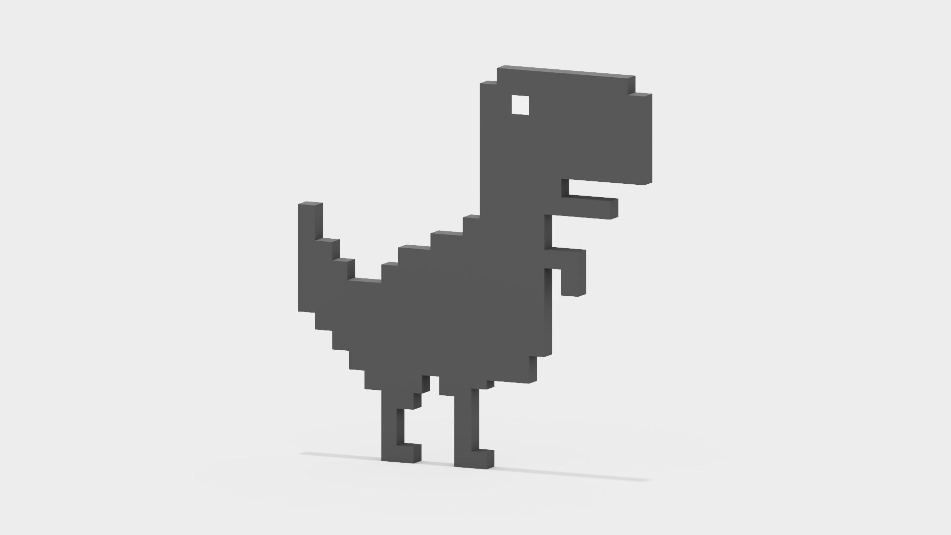 Pixel Google Chrome Dinosaur  Low-poly 3D model_2