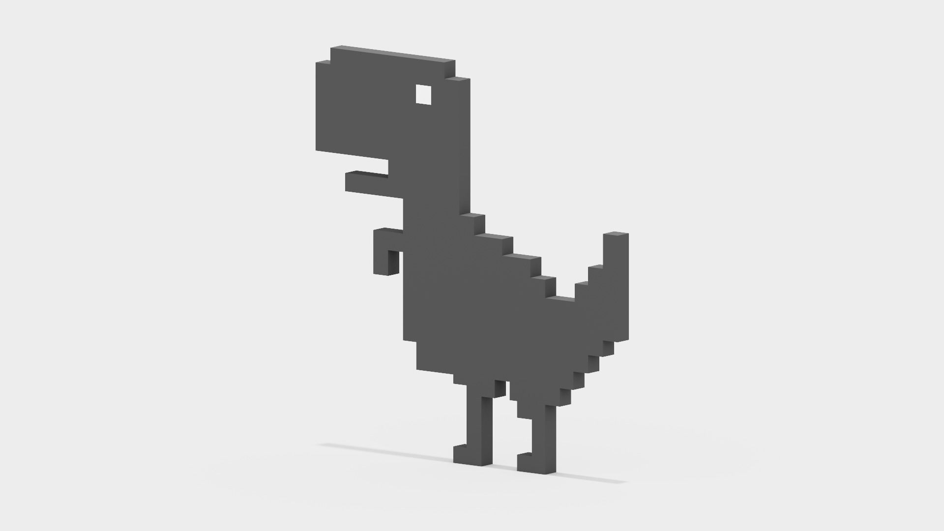 Pixel Google Chrome Dinosaur  Low-poly 3D model_12