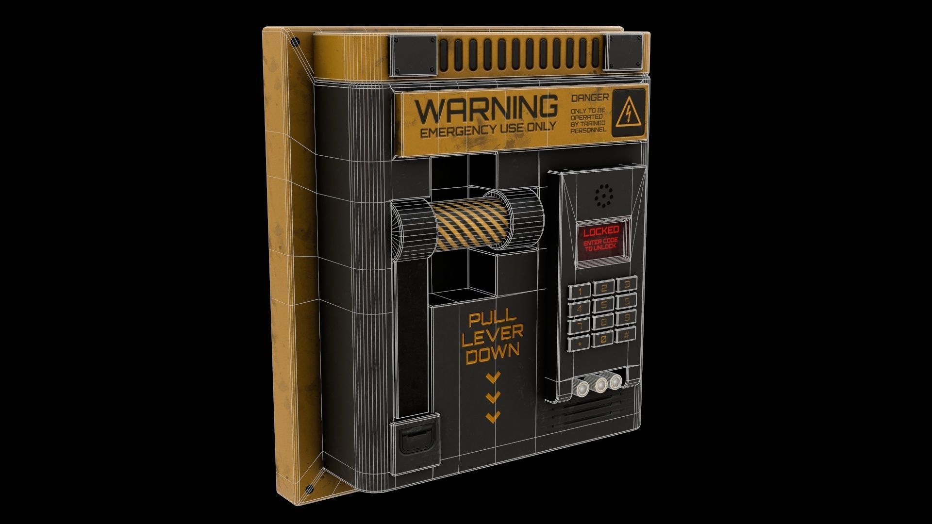 Sci-Fi Lock Door Lever Low-poly 3D model_16