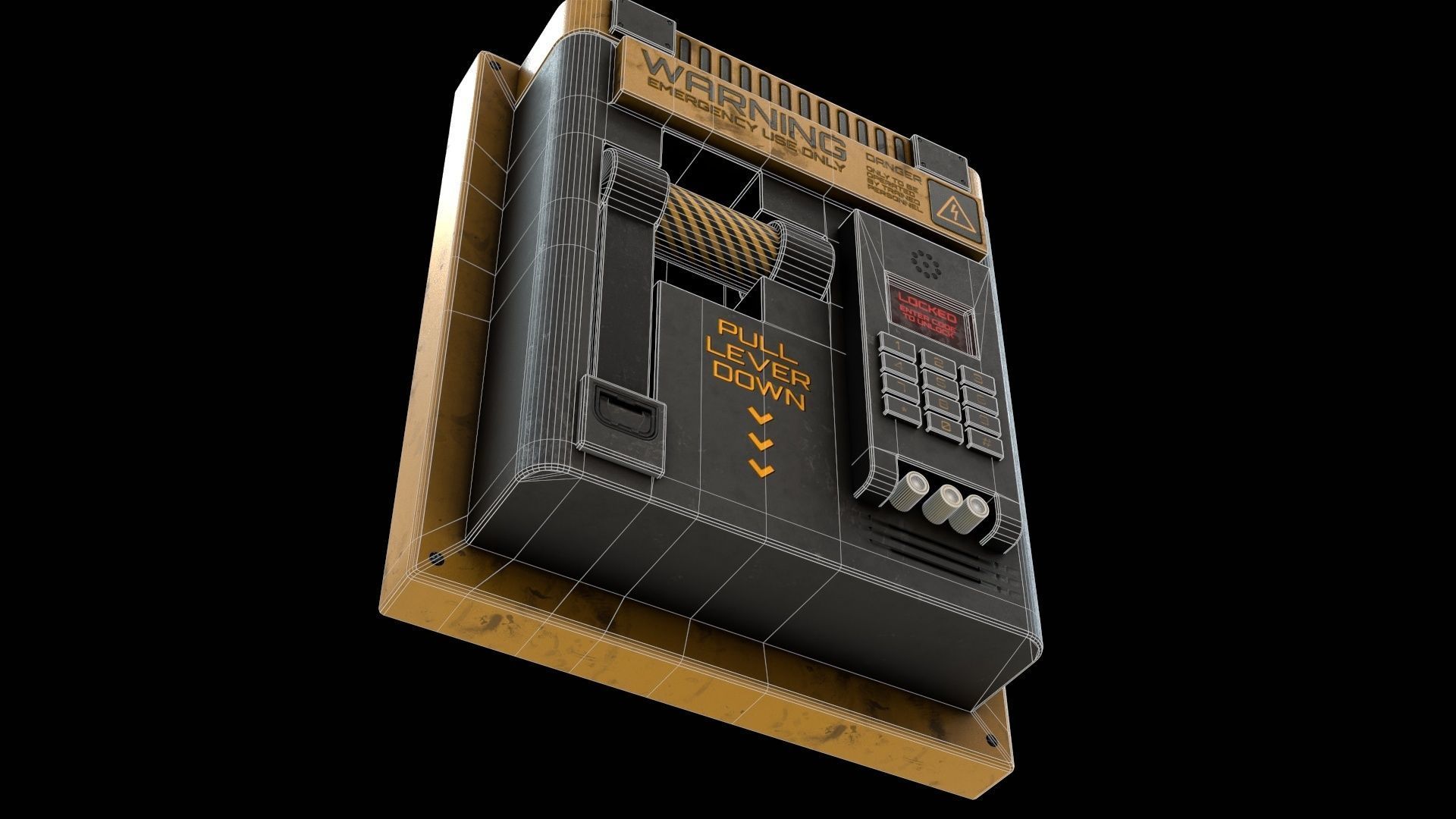 Sci-Fi Lock Door Lever Low-poly 3D model_17