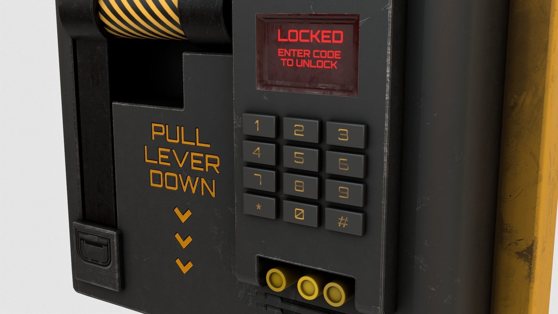 Sci-Fi Lock Door Lever Low-poly 3D model_13