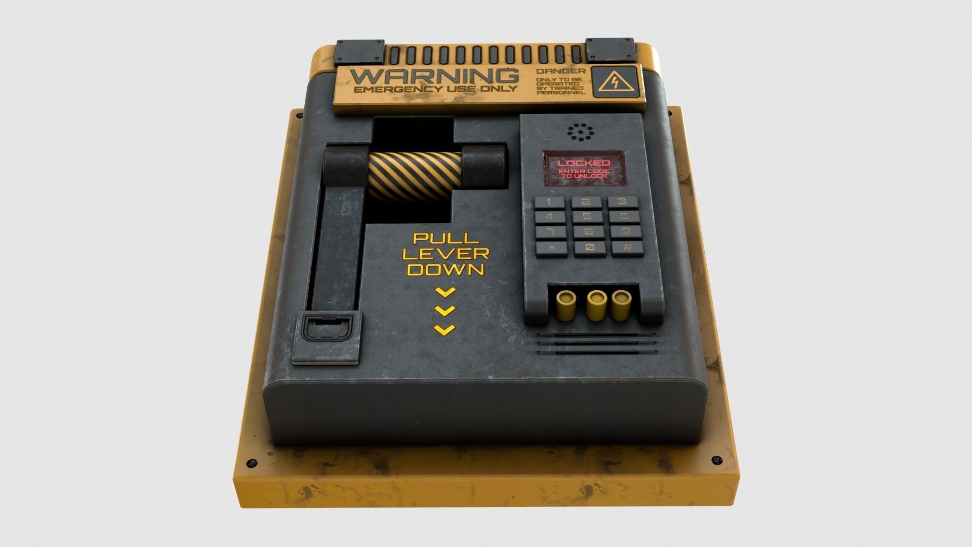 Sci-Fi Lock Door Lever Low-poly 3D model_7