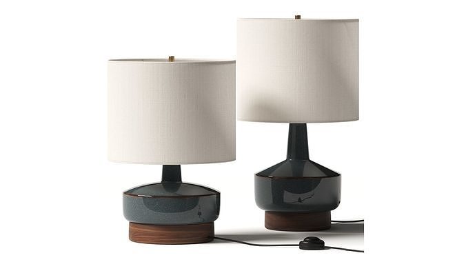 West Elm Wood and Ceramic Table Lamps 3D model