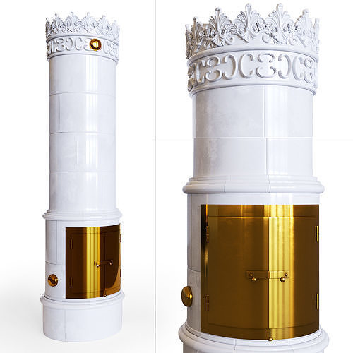 Kungsholm marble fireplace with gold crown 3D model