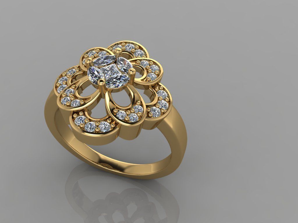 flower ring 3D print model_5