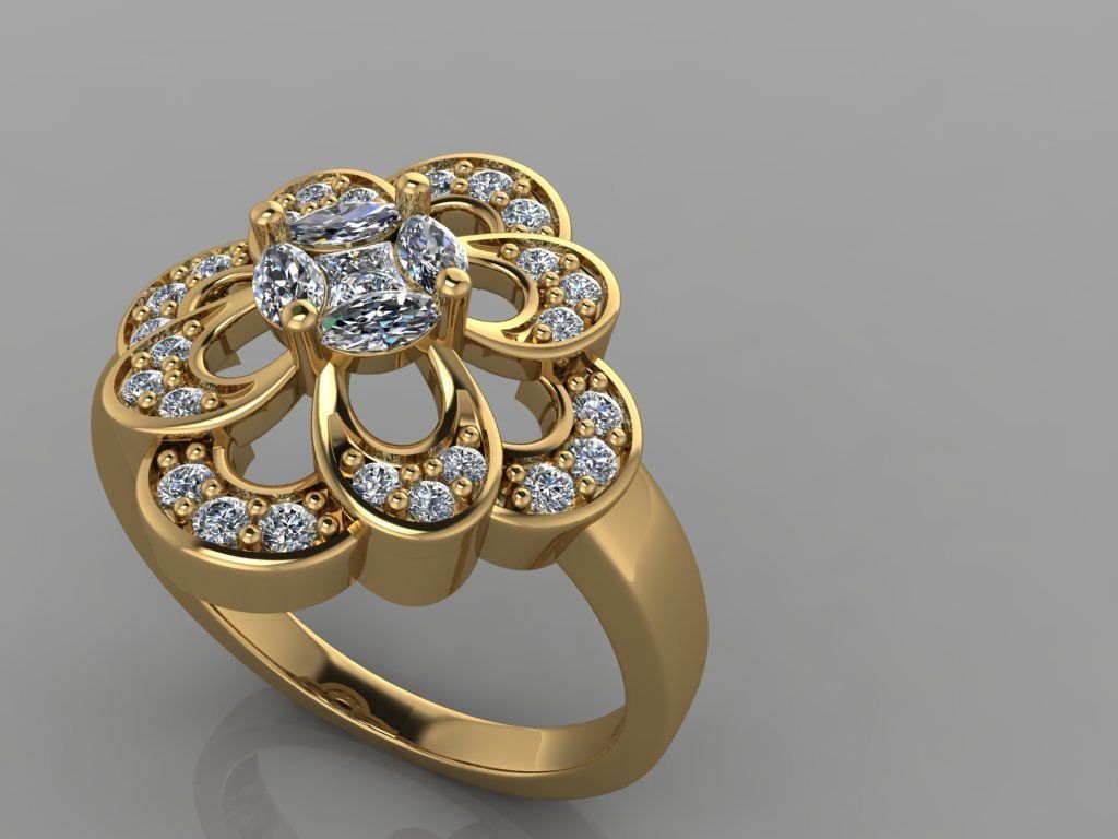 flower ring 3D print model_6