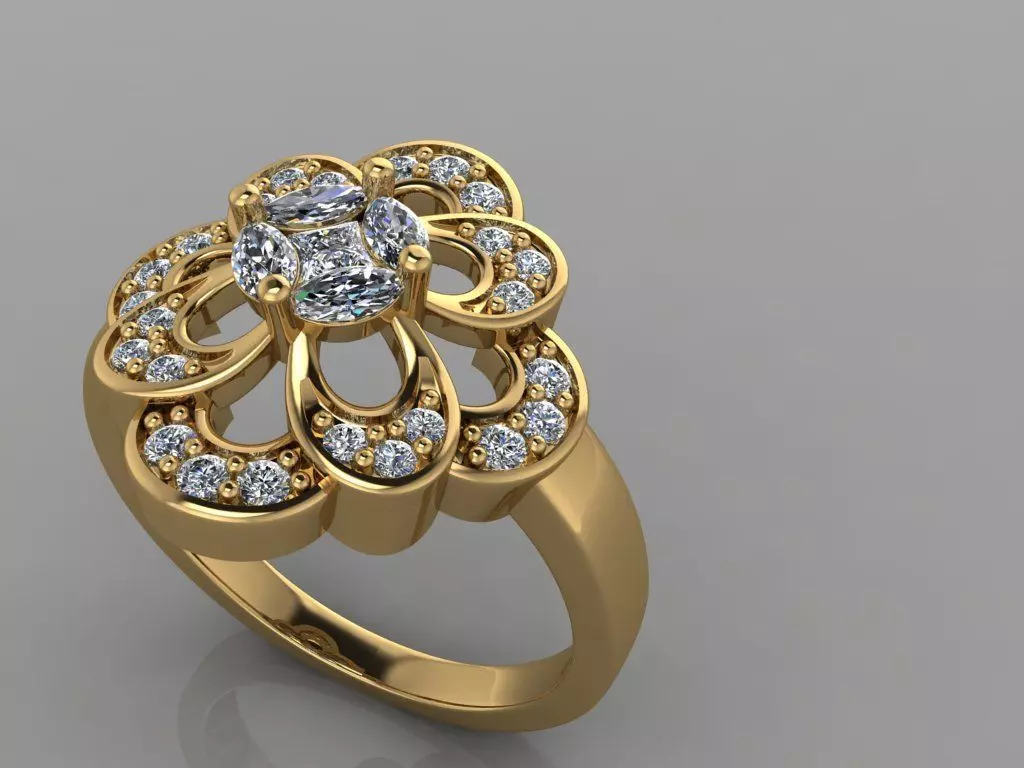 flower ring 3D print model_0
