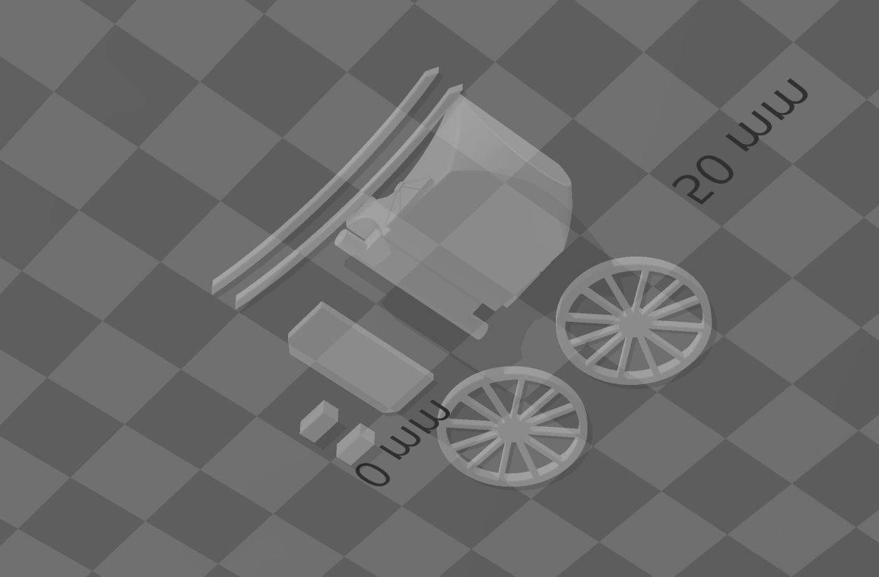 Vintage Carriage h0 scale  3D print model_4