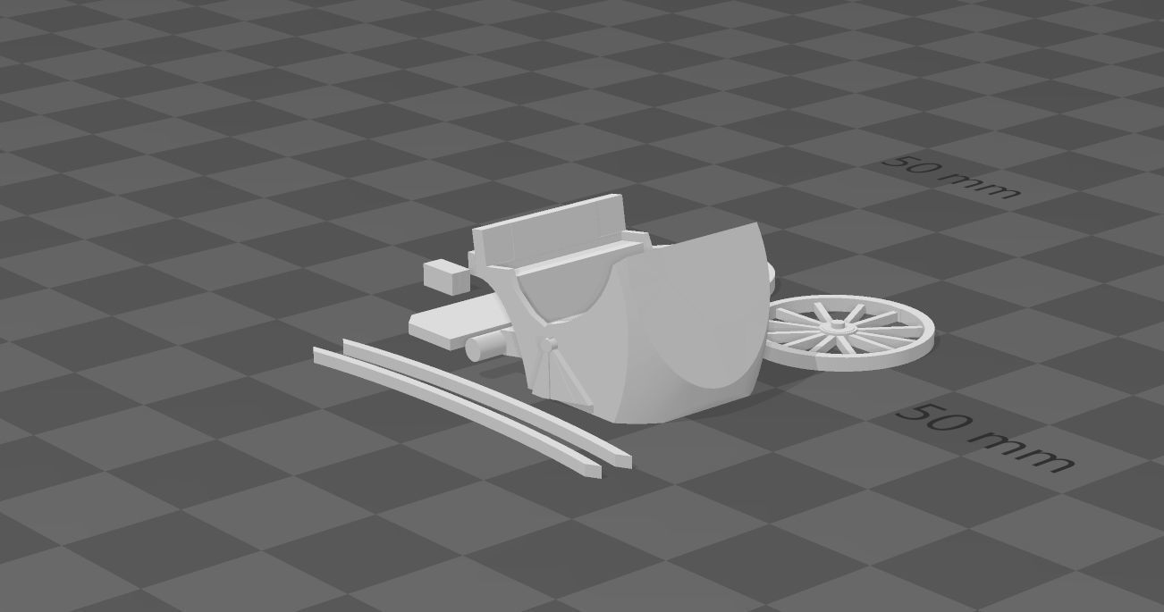 Vintage Carriage h0 scale  3D print model_3