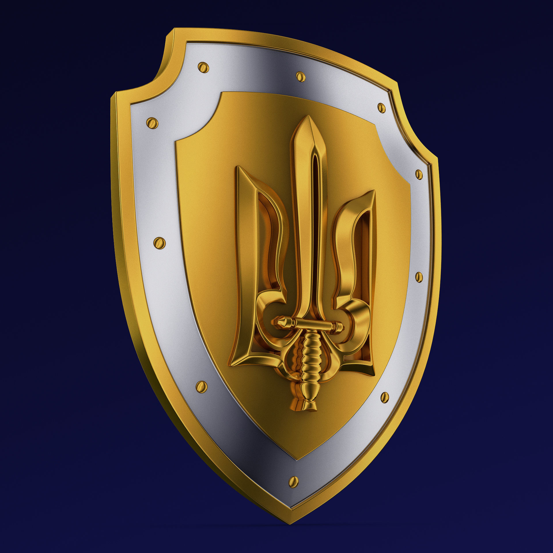 Coat of Arms of Ukraine M 2 3D model_5