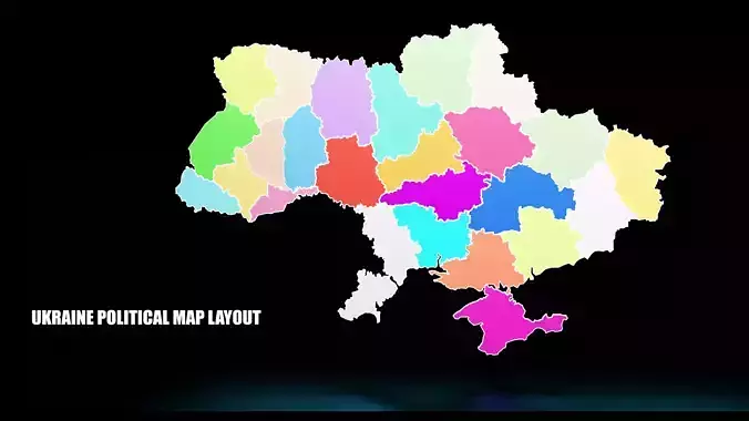 UKRAINE POLITICAL MAP LAYOUT  Low-poly 3D model