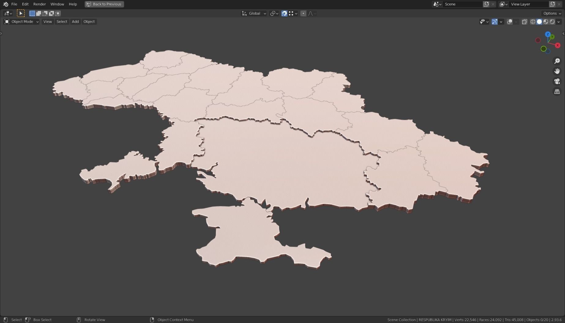 UKRAINE POLITICAL MAP LAYOUT  Low-poly 3D model_21