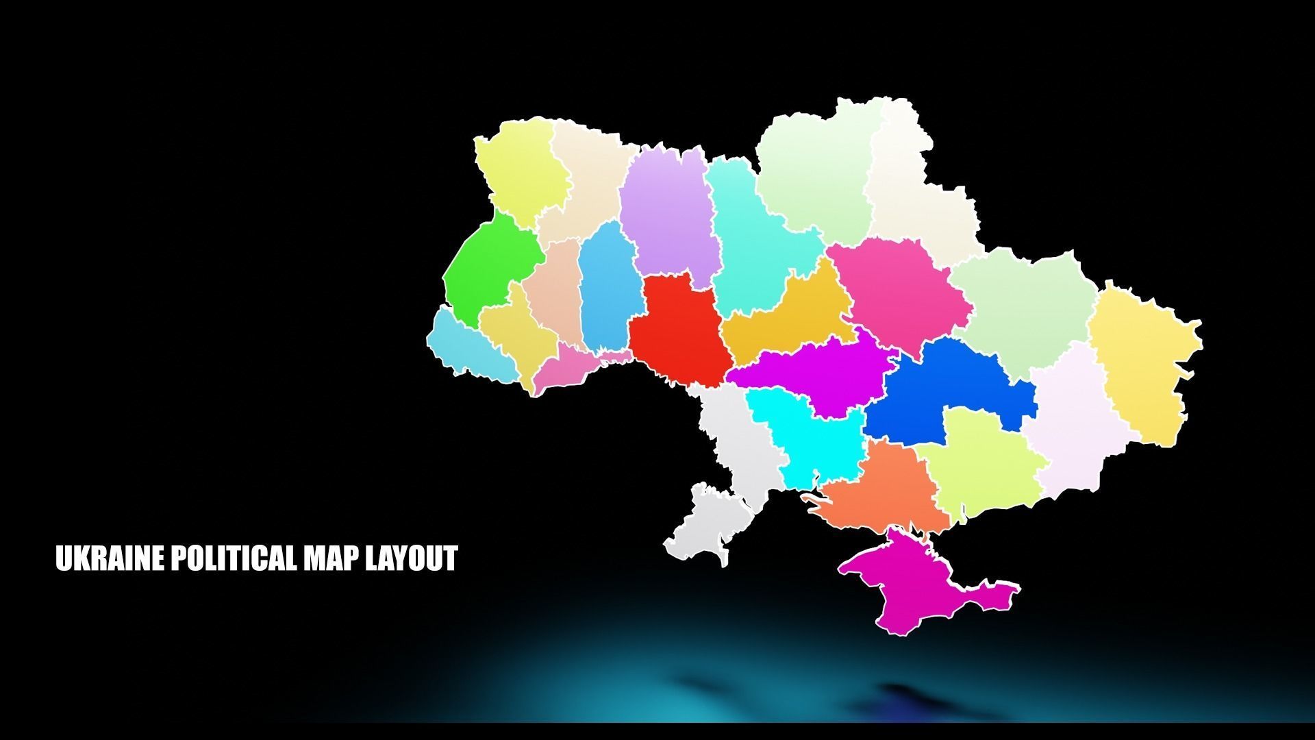 UKRAINE POLITICAL MAP LAYOUT  Low-poly 3D model_3