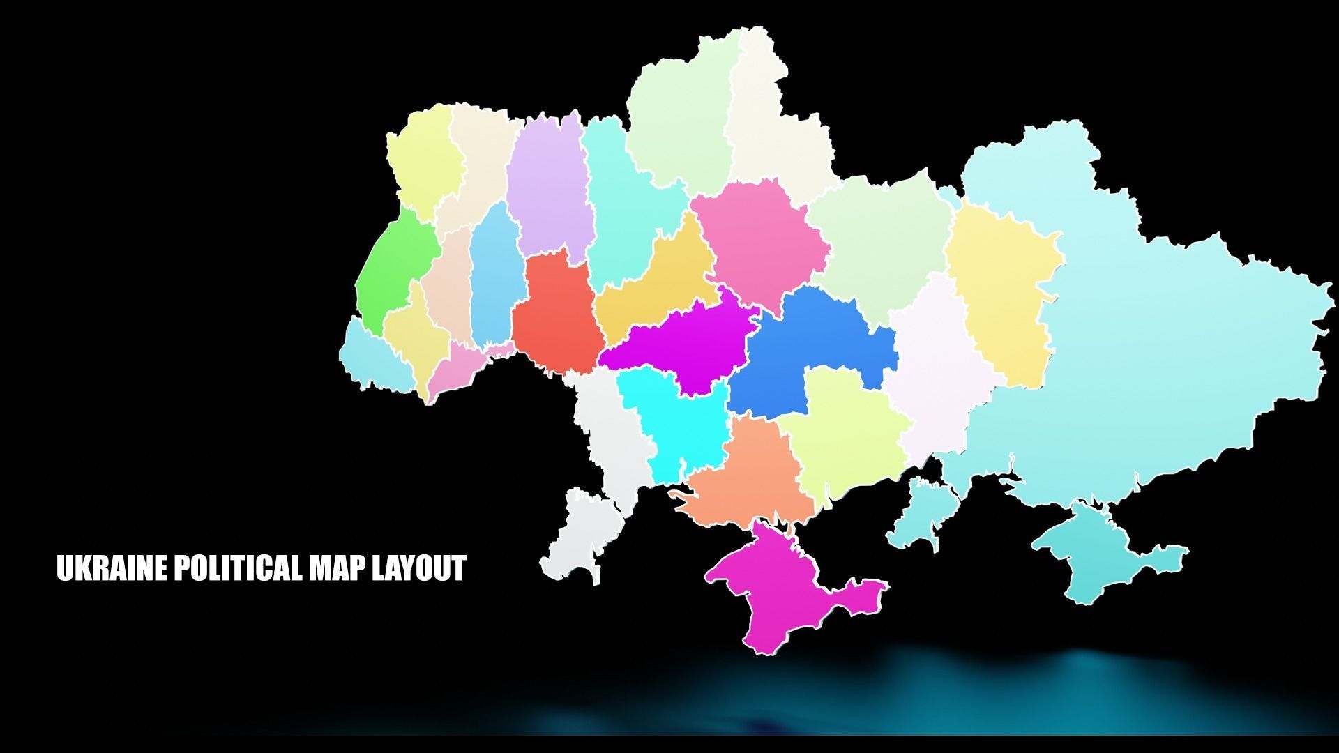 UKRAINE POLITICAL MAP LAYOUT  Low-poly 3D model_2