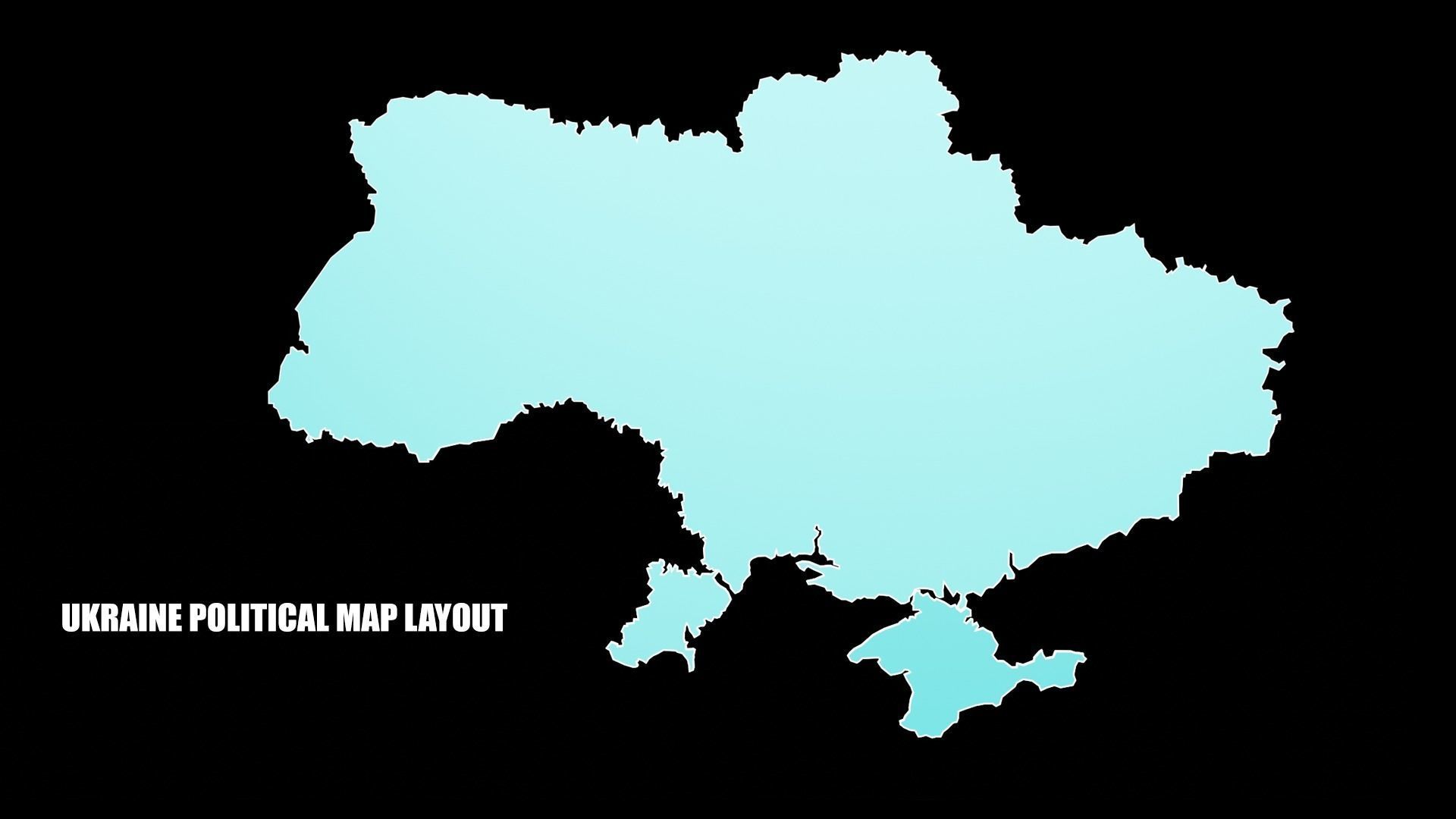 UKRAINE POLITICAL MAP LAYOUT  Low-poly 3D model_1