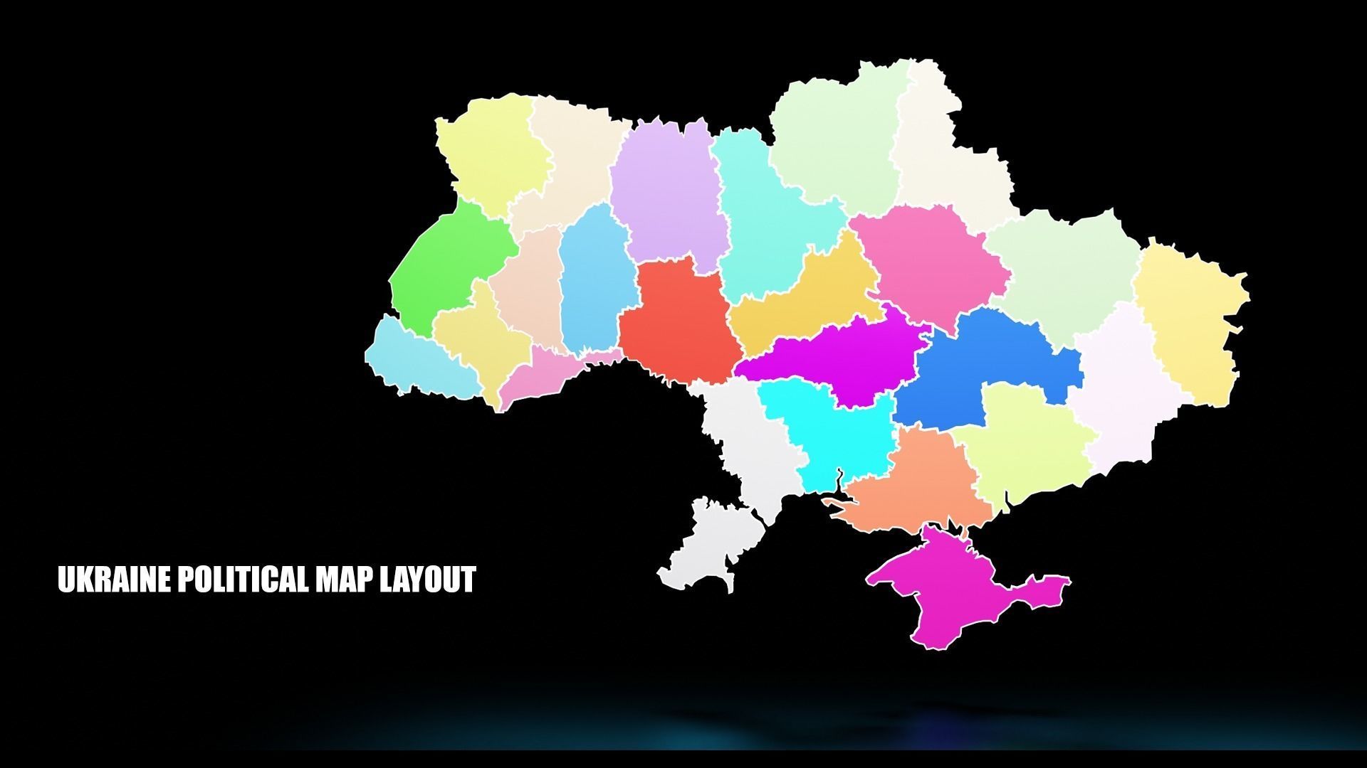 UKRAINE POLITICAL MAP LAYOUT  Low-poly 3D model_13