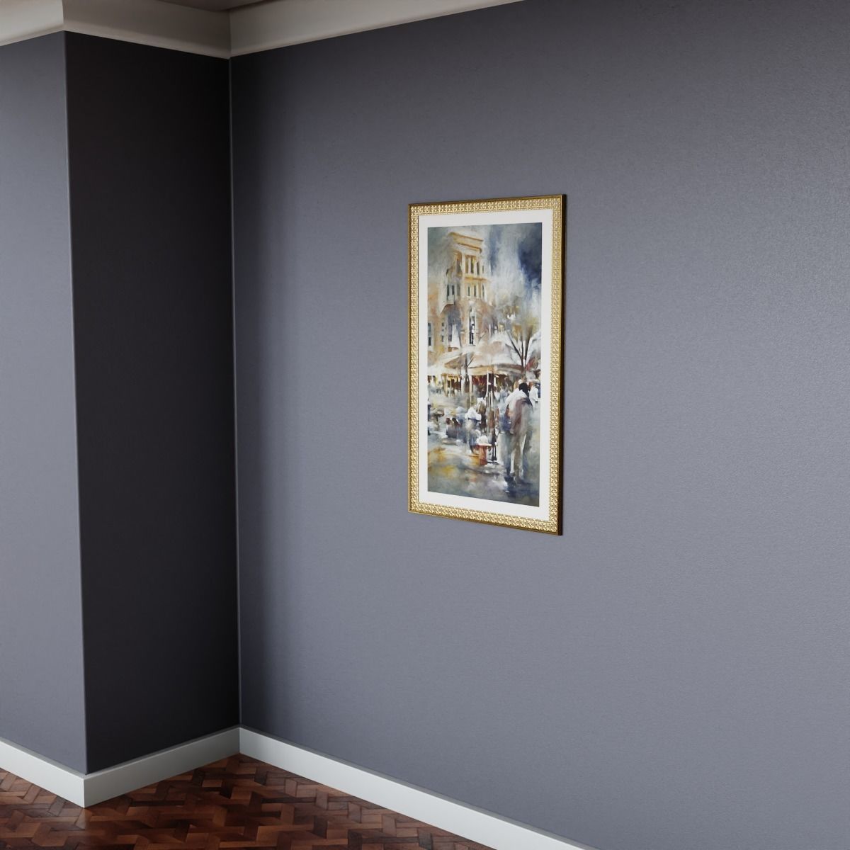 Framed Watercolor Painting 2 Low-poly 3D model_1