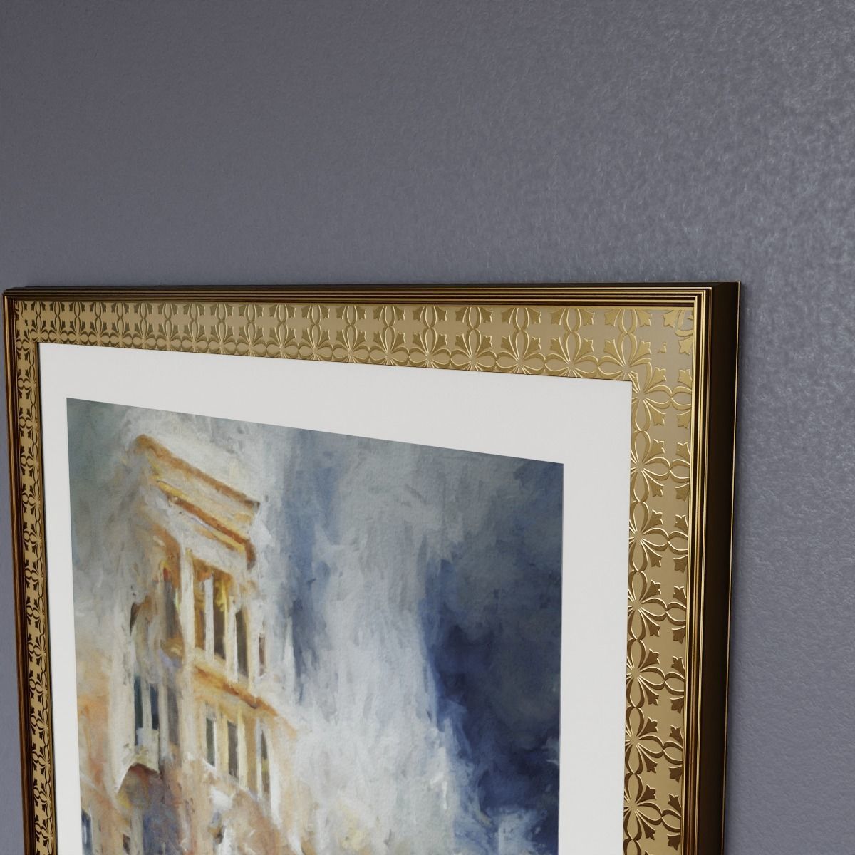 Framed Watercolor Painting 2 Low-poly 3D model_3