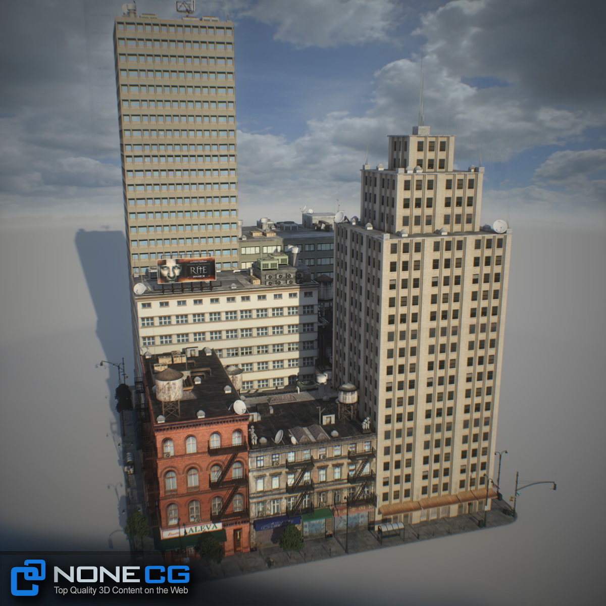 NYC Block Set 4 V2 Low-poly 3D model_9