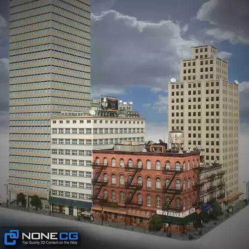 New York Block Set 4 V2 Low-poly 3D model 2