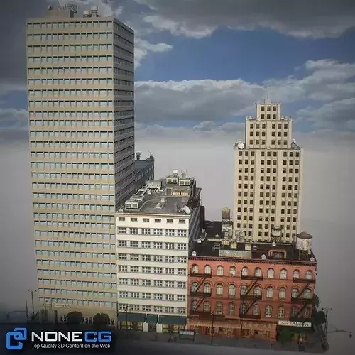 New York Block Set 4 V2 Low-poly 3D model 6