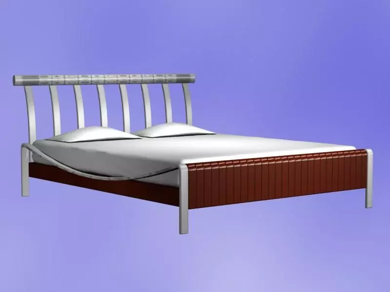 Bed Model with metal frame 3D model_0