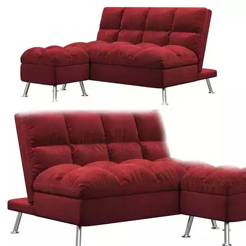 Carissa 3 Seater Fabric Sofabed with Ottoman Cranberry