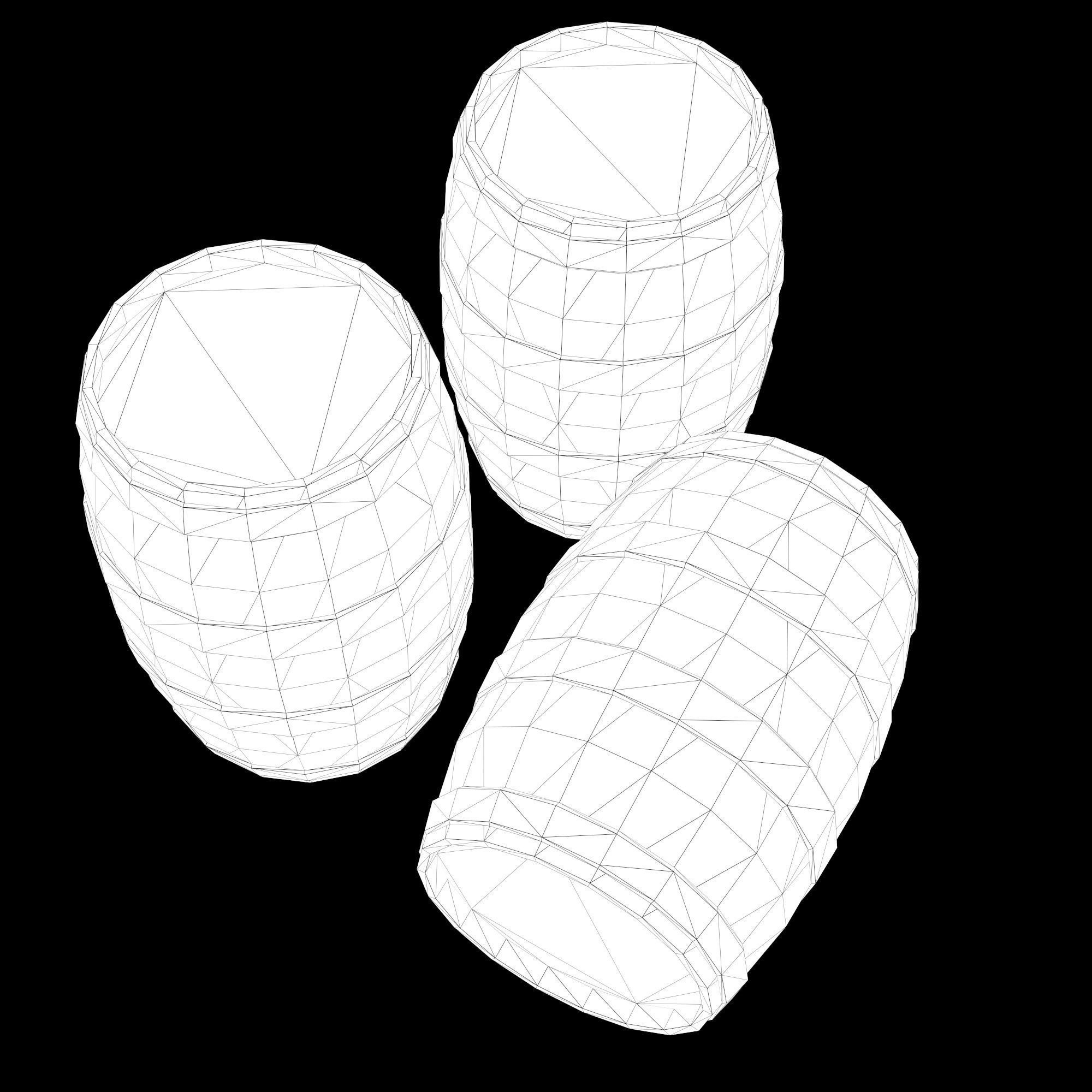 Collection of wooden barrelsLow-poly 3D model Low-poly 3D model_8