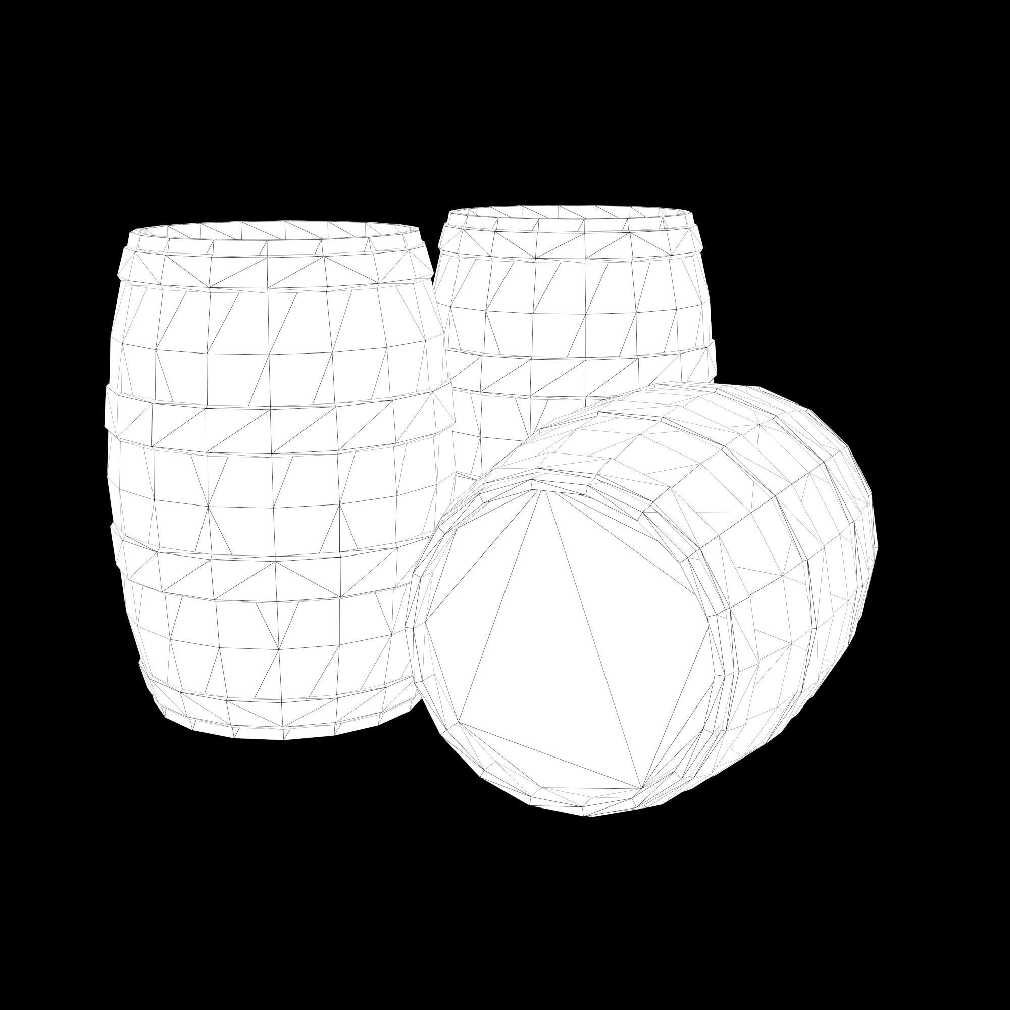 Collection of wooden barrelsLow-poly 3D model Low-poly 3D model_9
