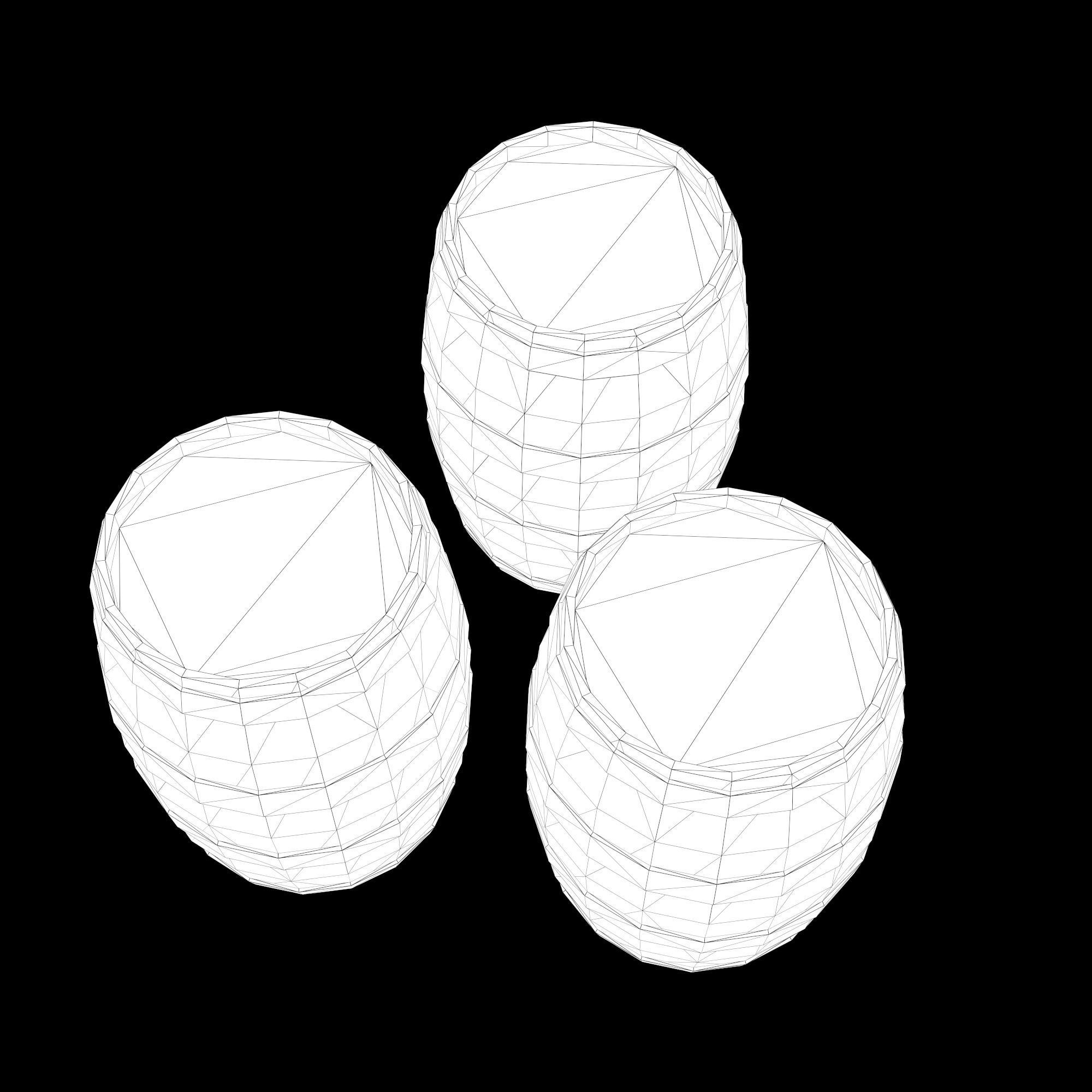 Low-poly 3D model collection of cart and wooden barrels Low-poly 3D model_16