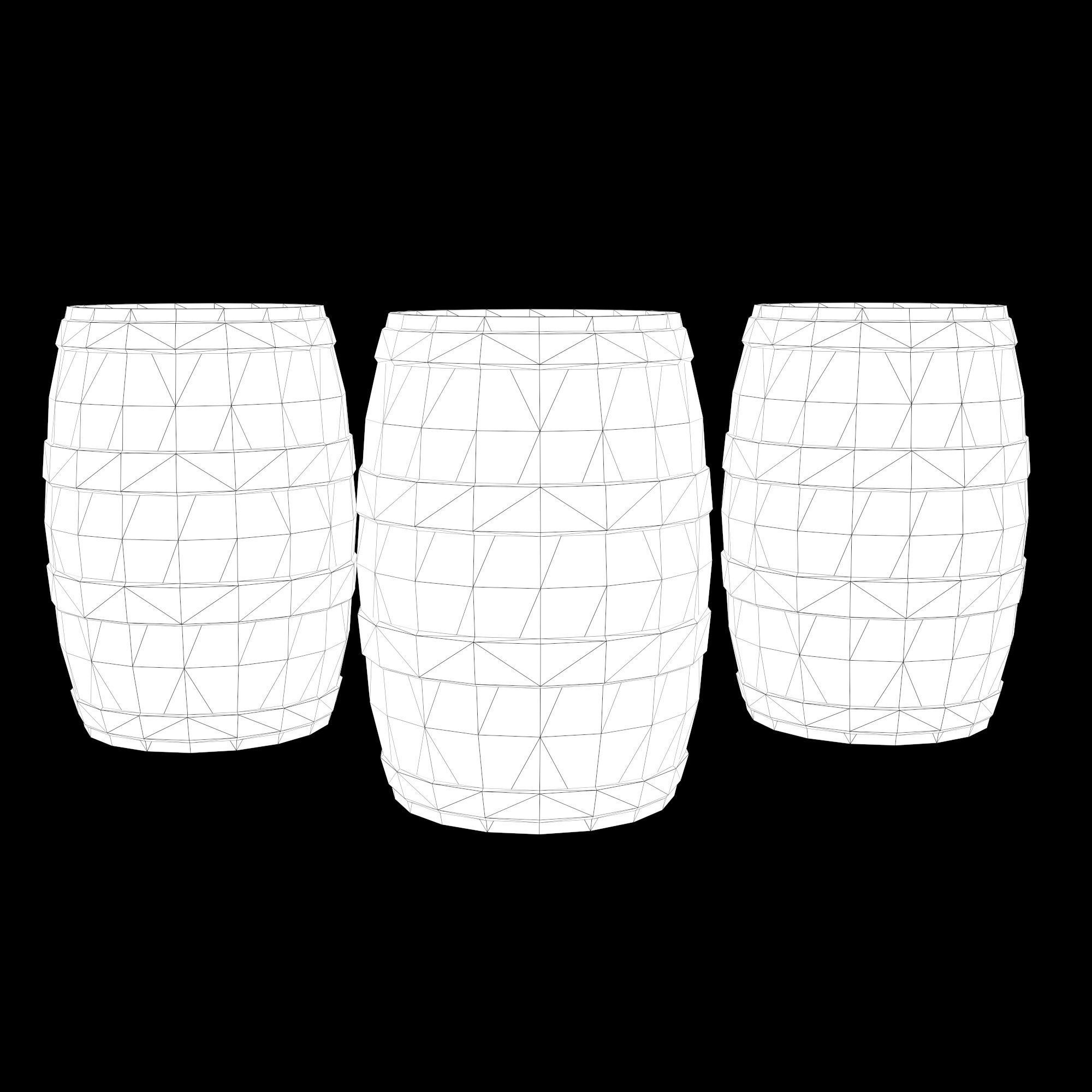 Low-poly 3D model collection of cart and wooden barrels Low-poly 3D model_19