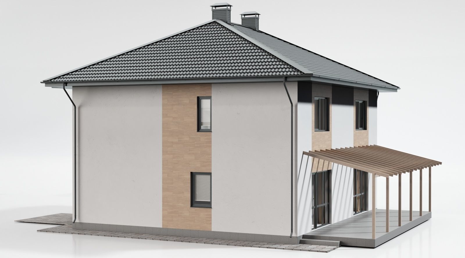 Townhouse house 3D model_2