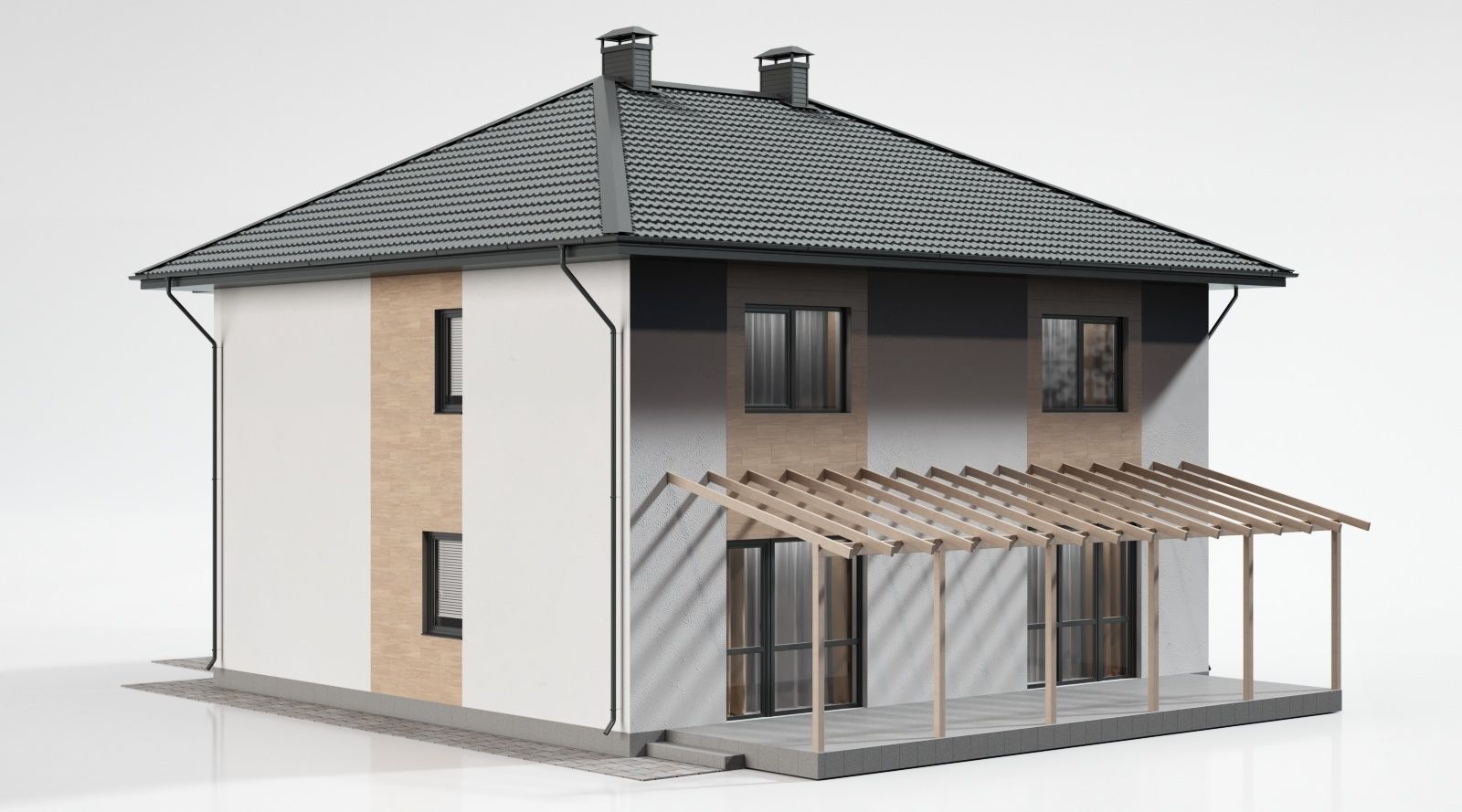 Townhouse house 3D model_3