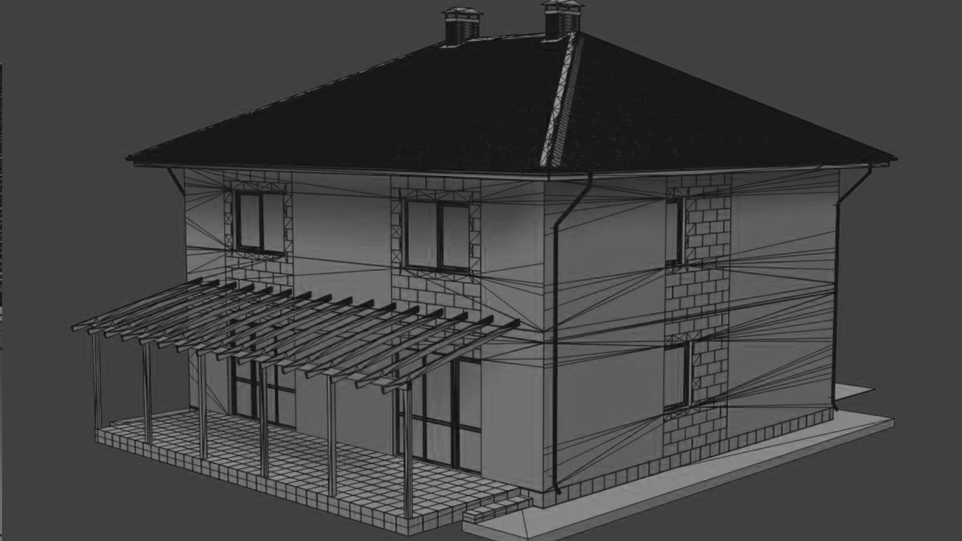 Townhouse house 3D model_14