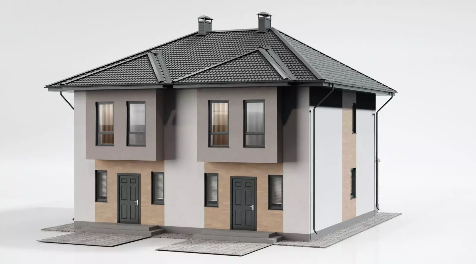 Townhouse house 3D model_0