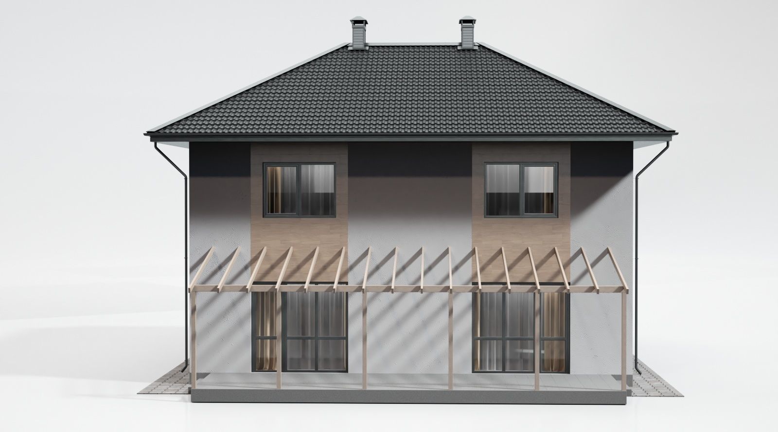Townhouse house 3D model_5