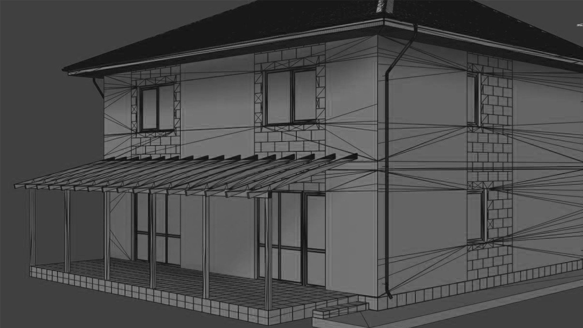 Townhouse house 3D model_12